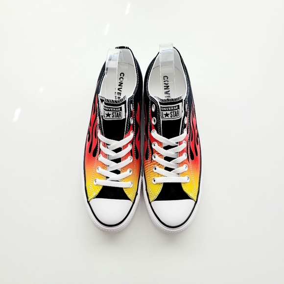Converse CTAS OX 'Flames' Black/Enamel Red Men's 10/Women's 12 - Picture 3 of 6